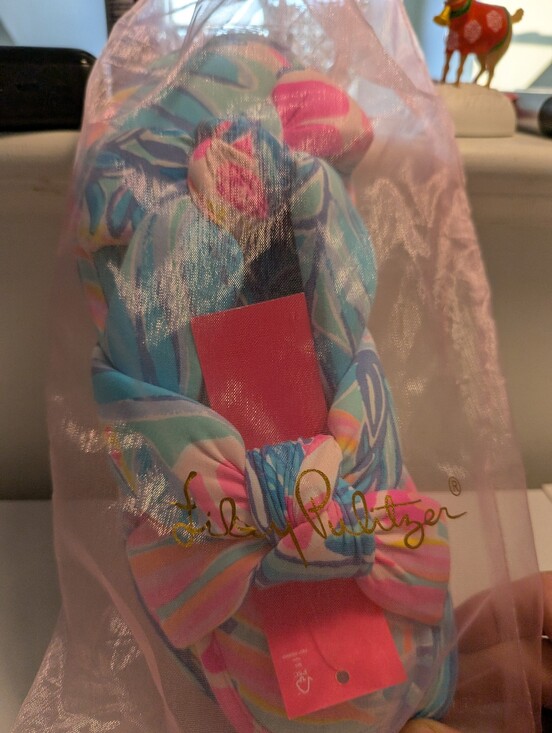 Lilly Pulitzer Shoes - Lilly Pulitzer GWP Pool Slippers Sea Glass AQ Rainforest Retreat S/M New